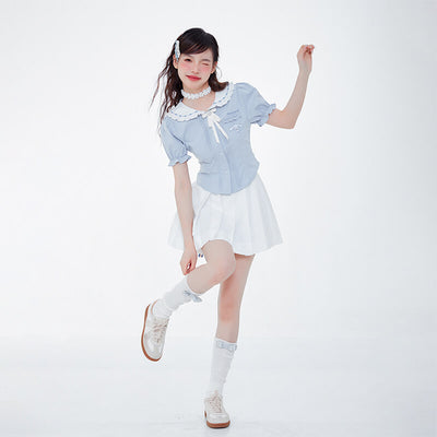 cute-sweet-girl-cinnamoroll-look-styled-with-blue-cinnamoroll-blouse-and-white-pleated-skirt