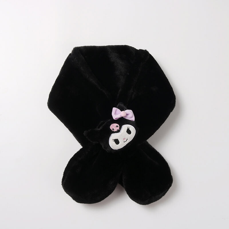 detachable-kuromi-doll-warm-fluffy-scarf-black