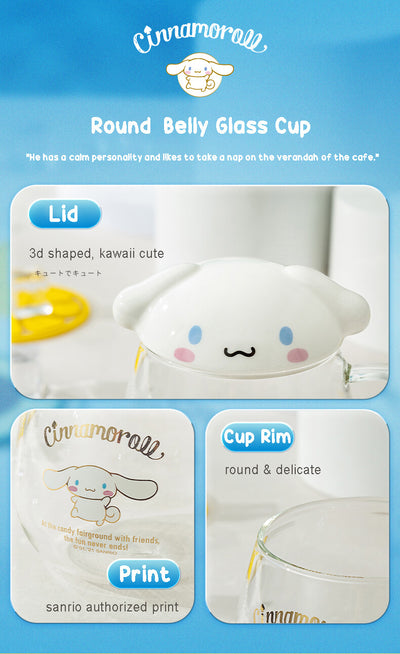 details-display-of-sanrio-cinnamoroll-round-belly-glass-cup-with-lid