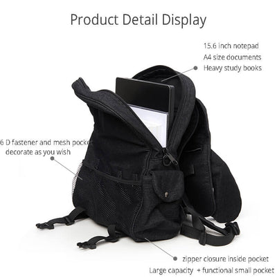 details-display-of-the-puppy-ears-black-school-bag
