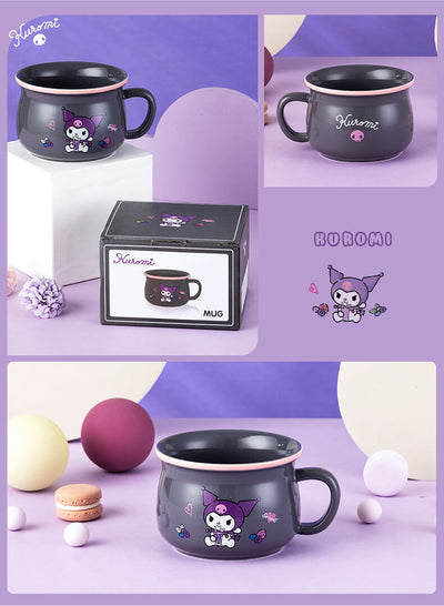details-display-of-the-sanrio-kuromi-black-ceramic-breakfast-mug-370ml