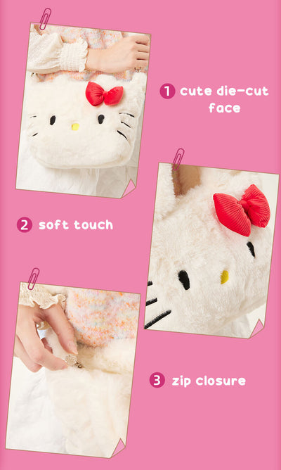 details-of-hello-kitty-face-fluffy-tote-bag