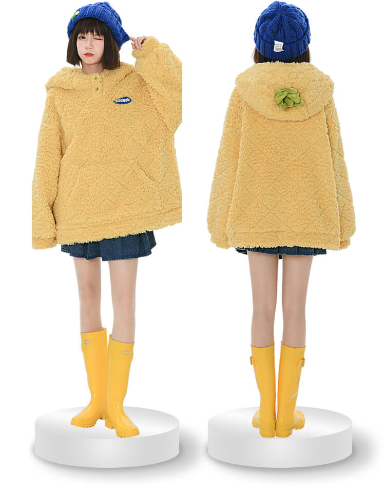 front-side-and-back-side-display-of-the-warm-3d-pineapple-hooded-fleece-pullover