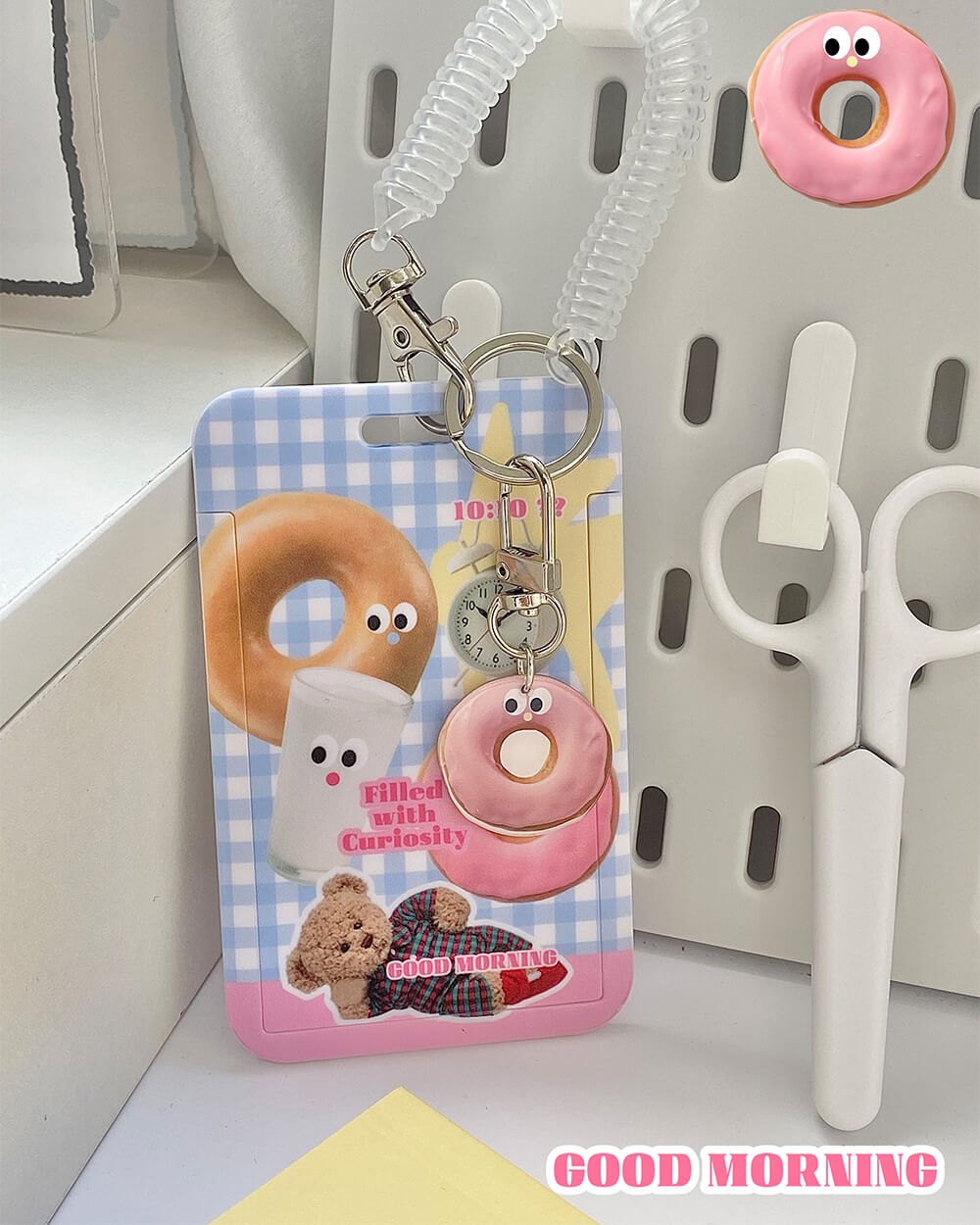 good-morning-donut-print-card-holder-keychain-with-elastic-curl-cord