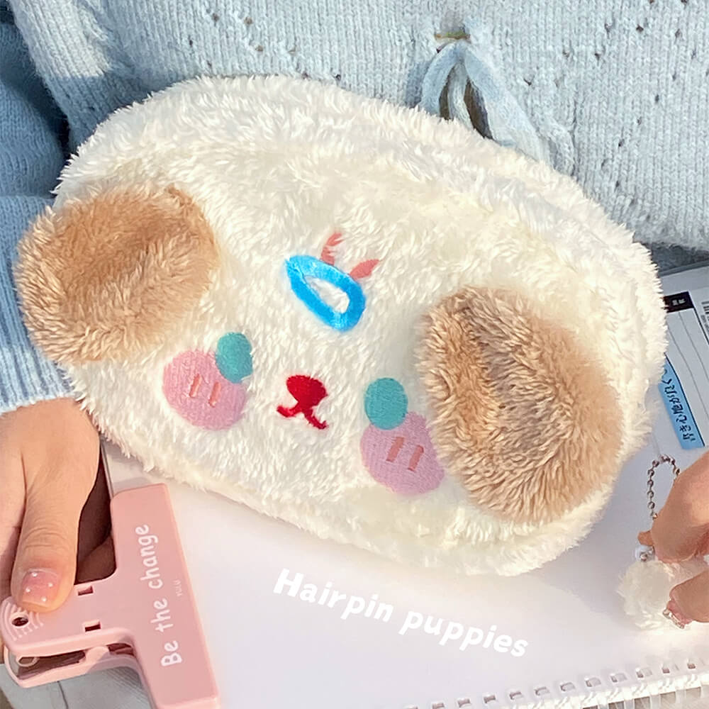 hairpin-puppy-embroidery-graphic-fluffy-pen-pouch
