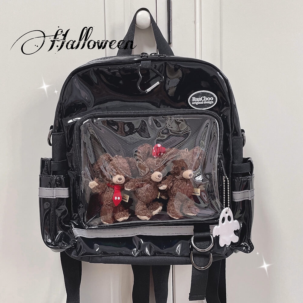 Black Laser PU Ita Backpack Crossbody Bag Halloween  display picture 1