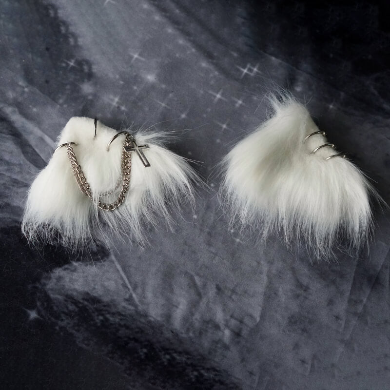 handmade-cat-ear-hair-clip-decorated-with-cross-rings-chain-in-white
