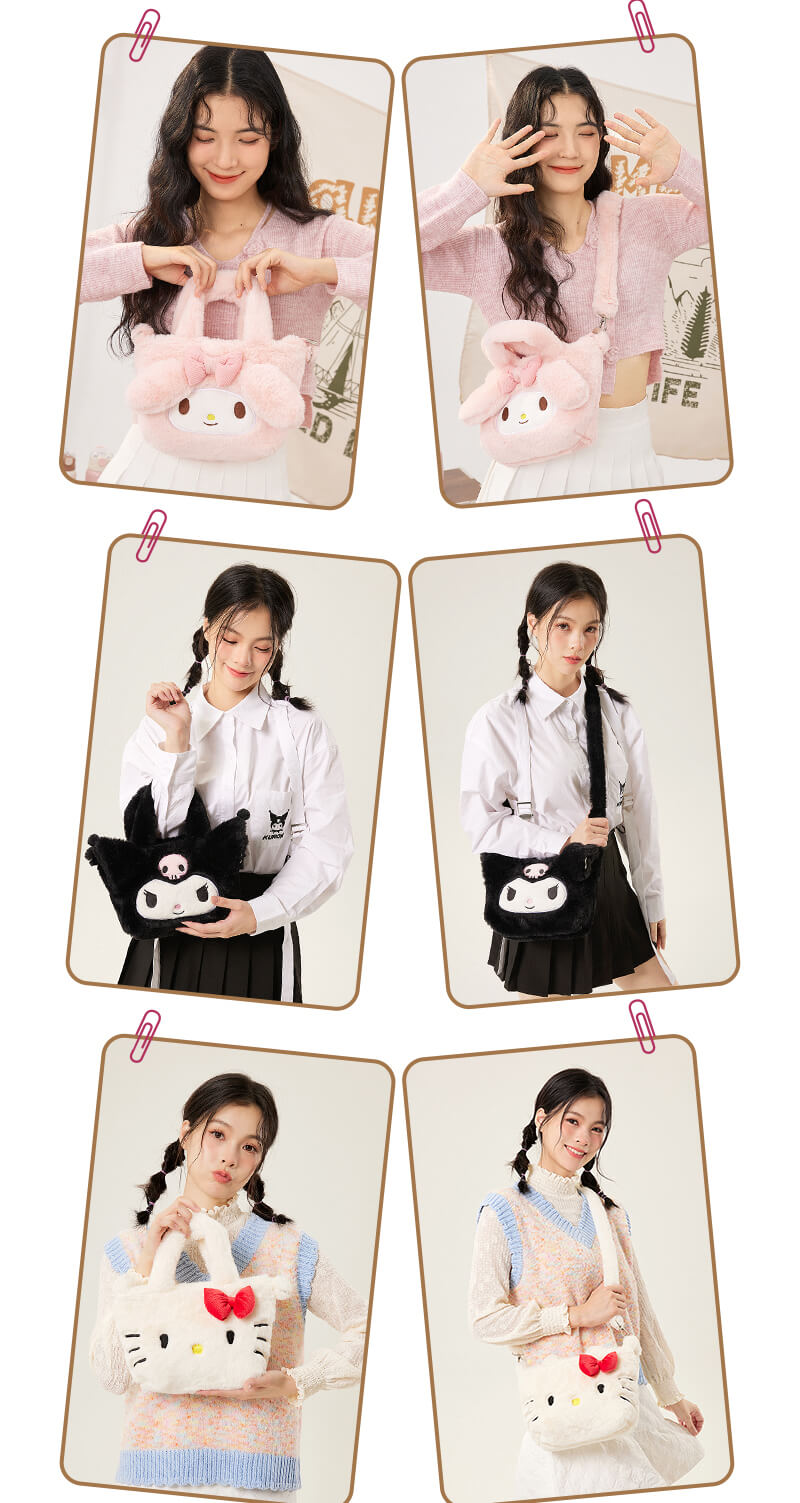 hello-kitty-kuromi-my-melody-fluffy-tote-bags-with-shoulder-straps