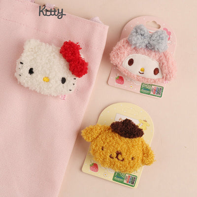 hello-kitty-my-melody-pompompurin-lambs-wool-fluffy-hair-clips