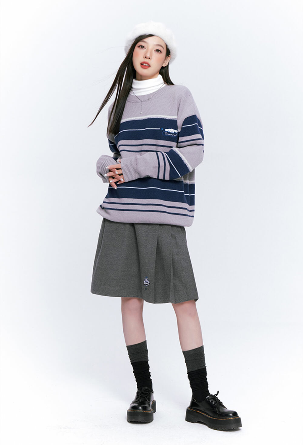 japanese-fashion-cinnamoroll-round-neck-striped-loose-sweater-pullover-outfit