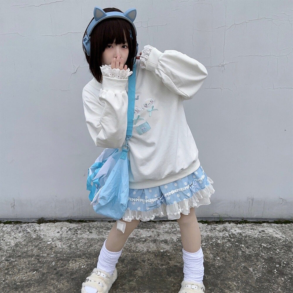 japanese-fashion-girly-kawaii-cinnamoroll-white-lace-sweatshirt-outfit