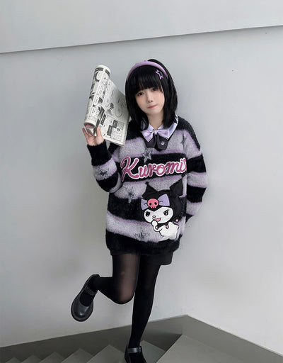 japanese-fashion-kawaii-kuromi-star-fuzzy-sweater-look