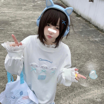 japanese-girl-fashion-kawaii-cinnamoroll-white-lace-sweatshirt