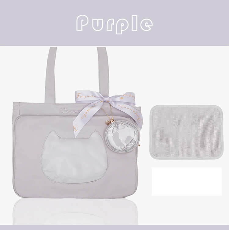 japanese-jk-steamedbun-ita-tote-bag-cat-transparent-layer-pin-bag-in-purple