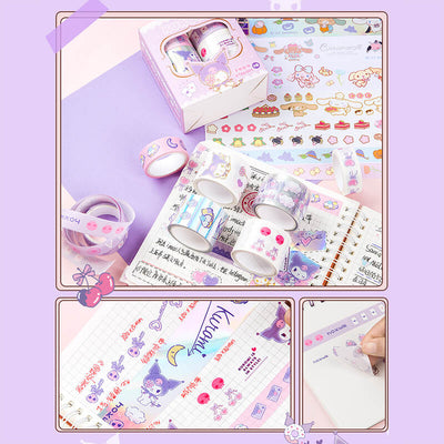 kawaii-aesthetic-cheeky-but-charming-kuromi-8-different-material-rolls-set-pack-journal-washi-tapes