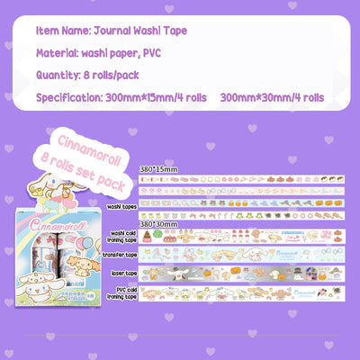 Sanrio Aesthetic 8 Rolls Pack Journal Washi Tapes – kawaiienvy