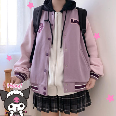 kawaii-aesthetic-kuromi-badge-patchwork-striped-varsity-jacket-in-purple