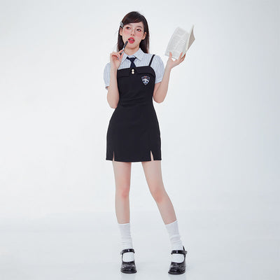 kawaii-aesthetic-sanrio-cinnamoroll-embroidery-badge-side-slits-black-suspender-dress