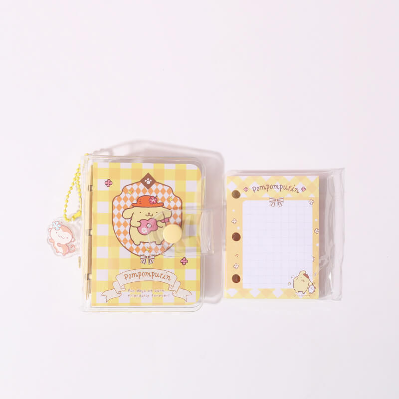kawaii-campus-checkered-pattern-pompomkurin-pocket-spiral-notepad-with-pendant