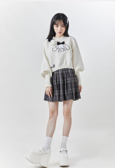 kawaii-cinnamoroll-embroidery-puff-sleeve-sweater-matched-with-jk-skirt