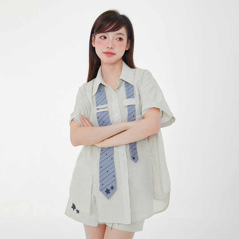 kawaii-cute-cinnamoroll-striped-oversized-blouse