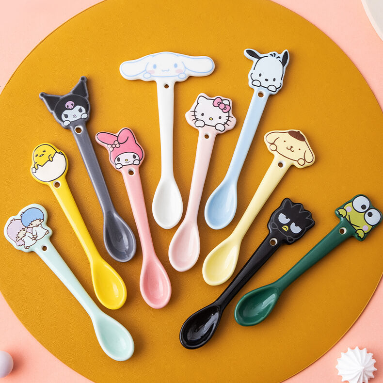 kawaii-cute-sanrio-character-face-die-cut-ceramic-coffee-stirring-spoons-collection