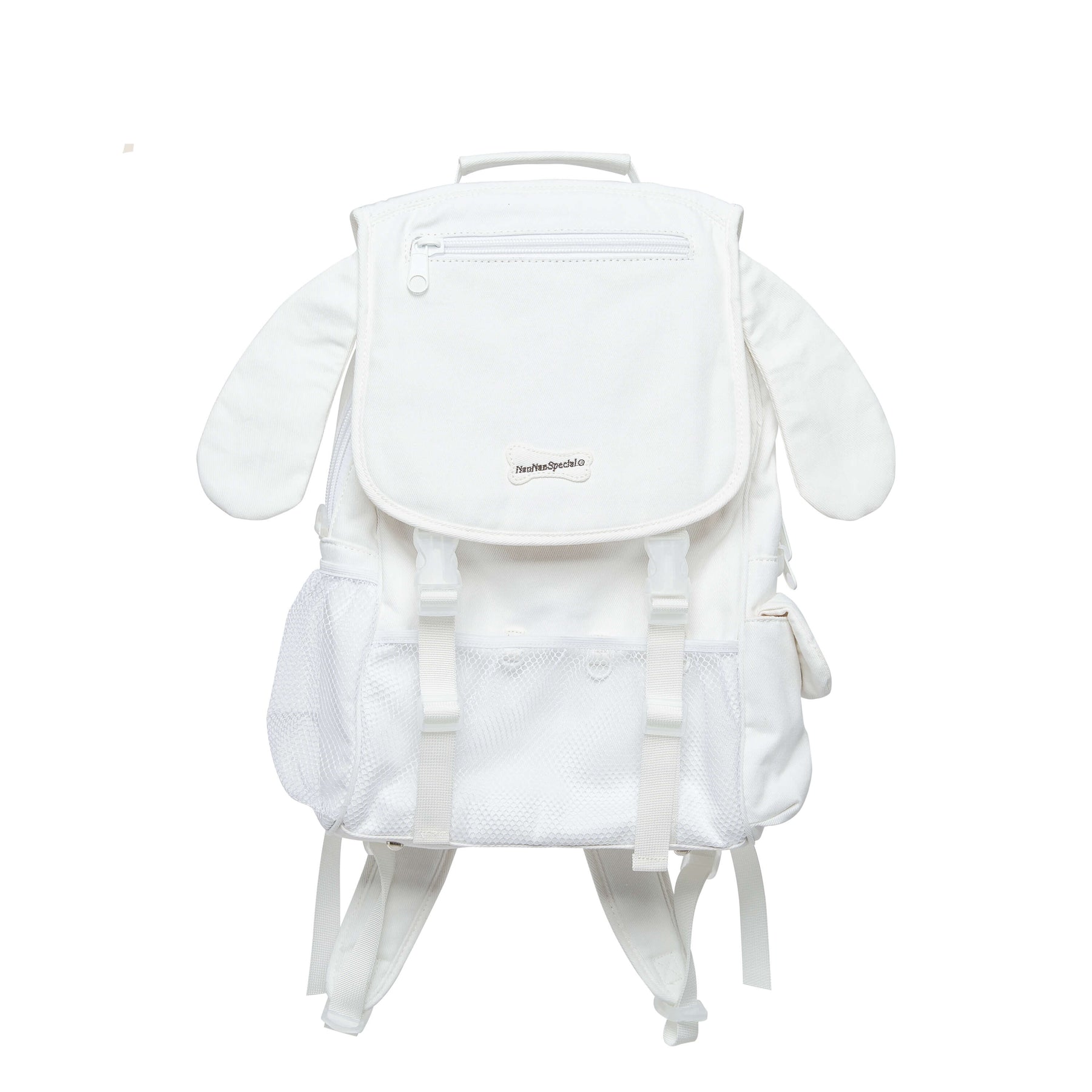 Puppy Ears White Denim School Backpack KawaiiEnvy