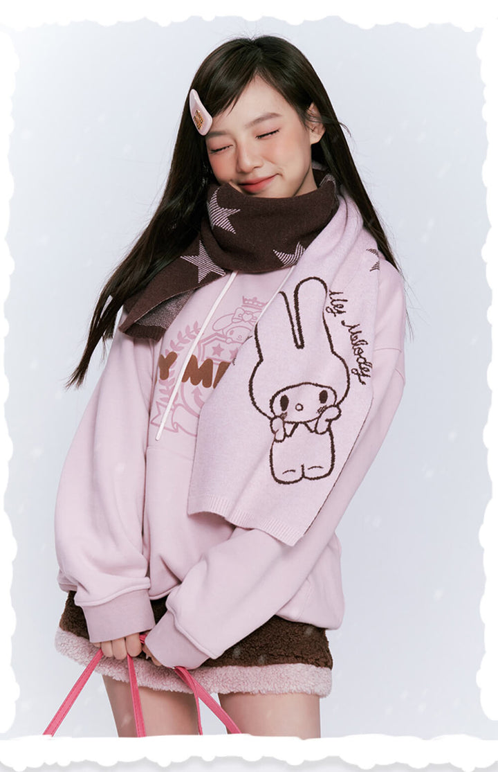 My Melody Star Graphic Pink and Brown Scarf – KawaiiEnvy