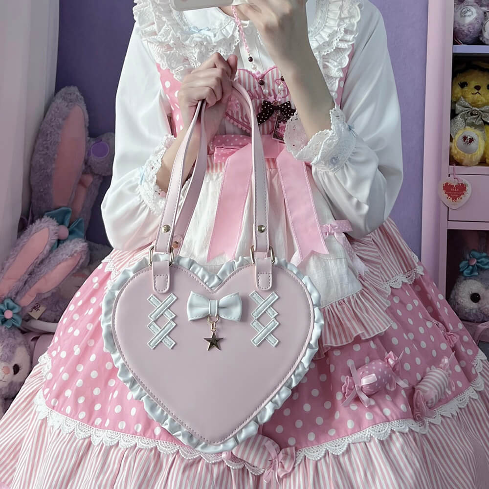 kawaii-lace-edge-heart-shaped-handbag-with-bow-matched-with-pink-lolita-dress