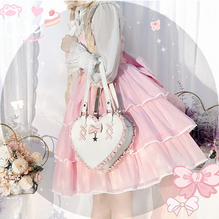kawaii-lace-edge-heart-shaped-handbag-with-bow-white-pink-color
