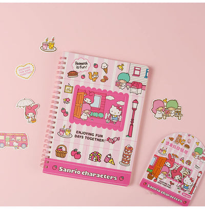 kawaii-sanrio-family-loose-leaf-notebook-A5-in-hot-pink