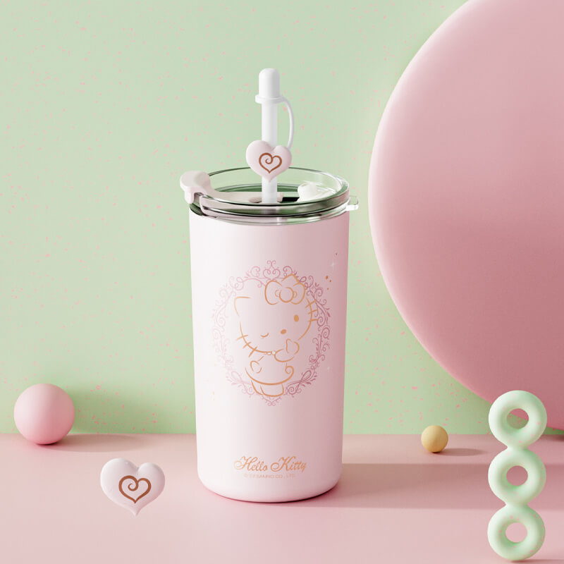 Kawaii Coffee Thermos Cute Stainless Steel Thermal Cup Mug With Straw For Hot  Cold Coffee Water
