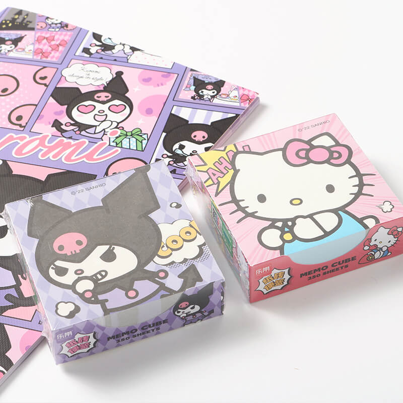 kuromi-and-hello-kitty-comic-style-memo-pad-cube-250-sheets