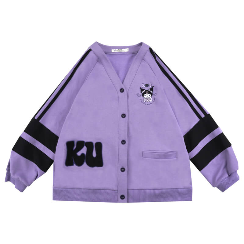 Kuromi Inspired Purple and Black Baseball Jacket – PeachyBaby