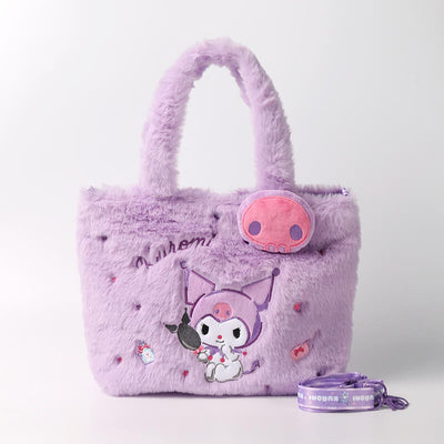 kuromi-fluffy-handbag-purple