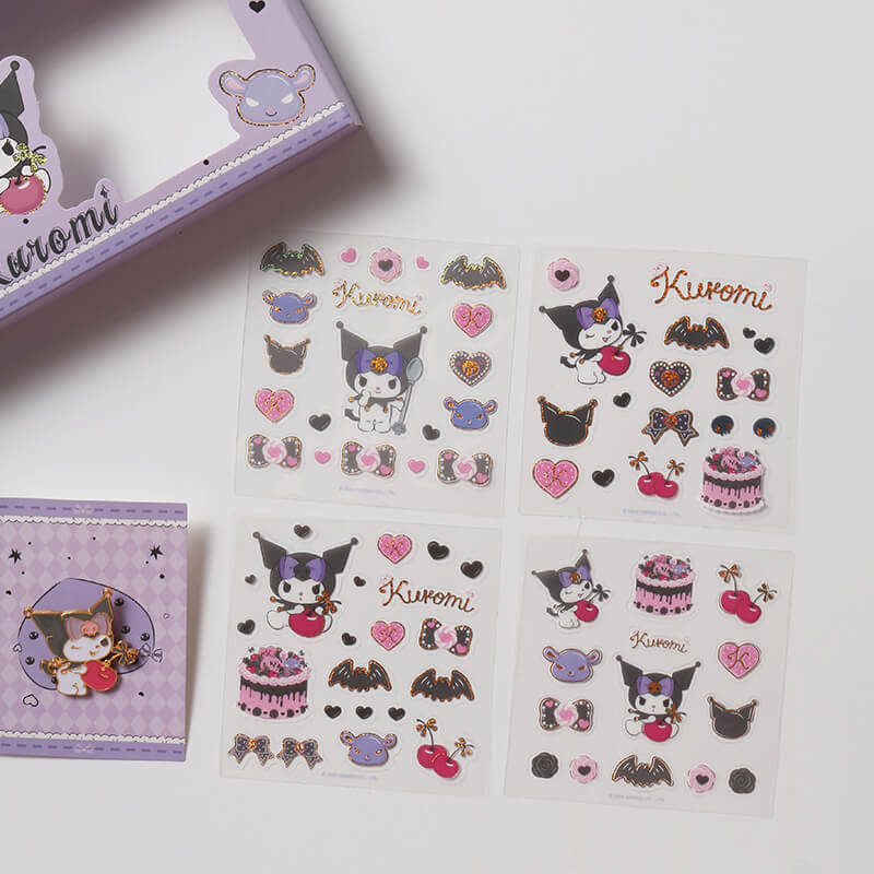kuromi-gift-box-with-metal-badge-and-pvc-die-cut-sticker-sheets