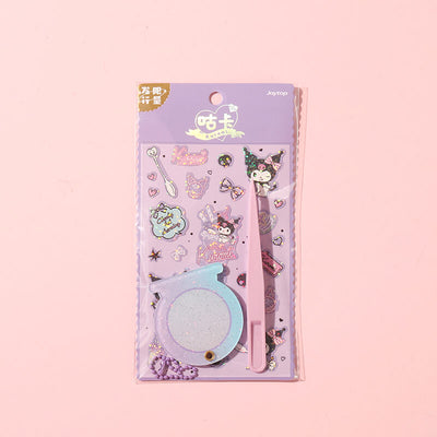 kuromi-glittery-sticker-deco-set-including-tweezers-acrylic-piece-and-ball-chain