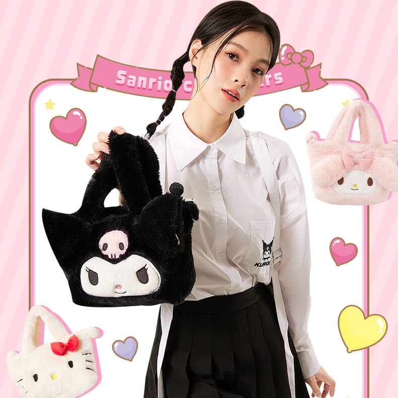 kuromi-hello-kitty-my-melody-fluffy-tote-bag-with-shoulder-strap