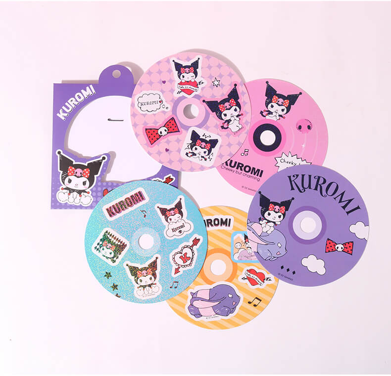 kuromi-music-disc-shaped-sticker-5-sheets-set