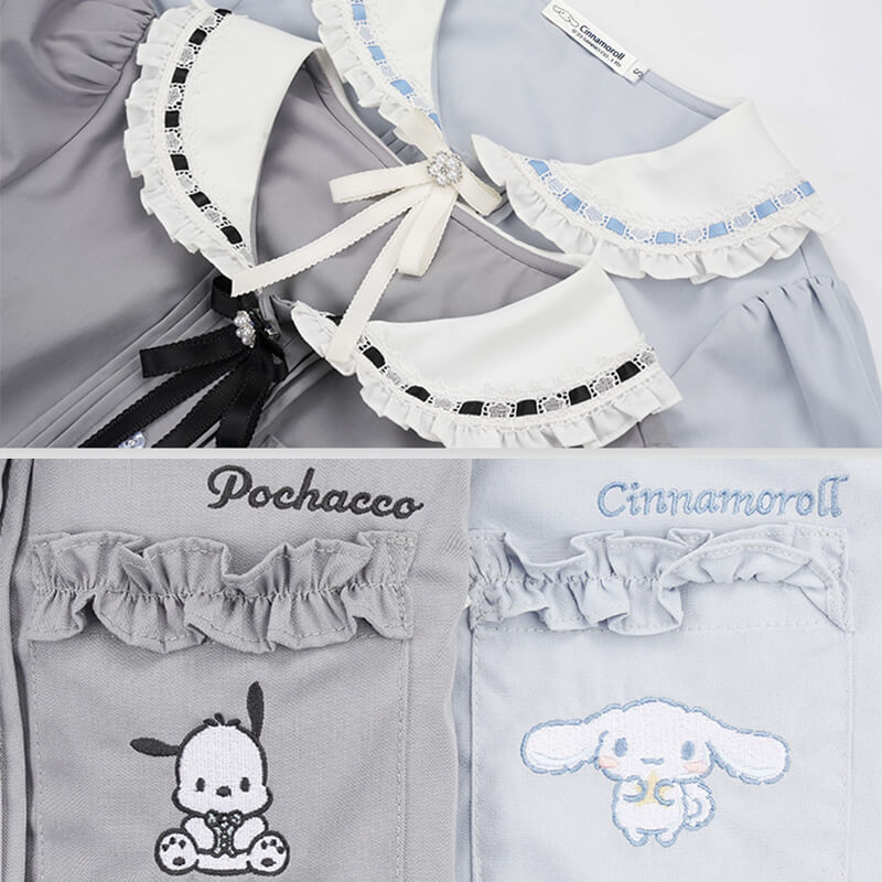 lace-peter-pan-collar-and-bow-tie-and-and-cinnamoroll-pochacco-embroidery-ruffles-pocket-details