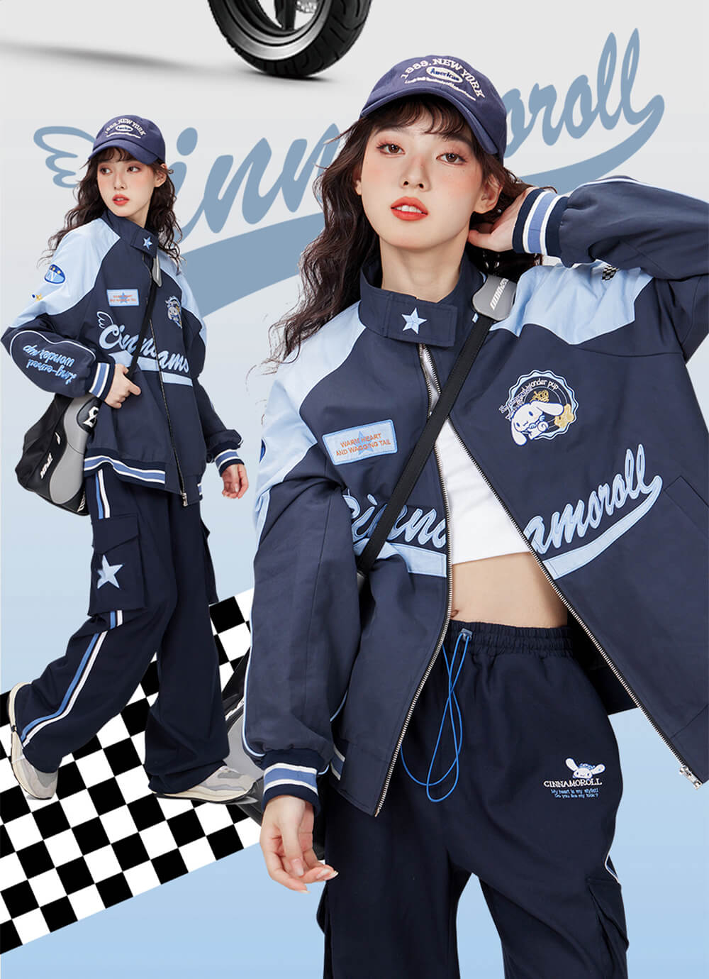 ladies-motorcycle-jacket-with-kawaii-cute-embroidery-cinnamoroll