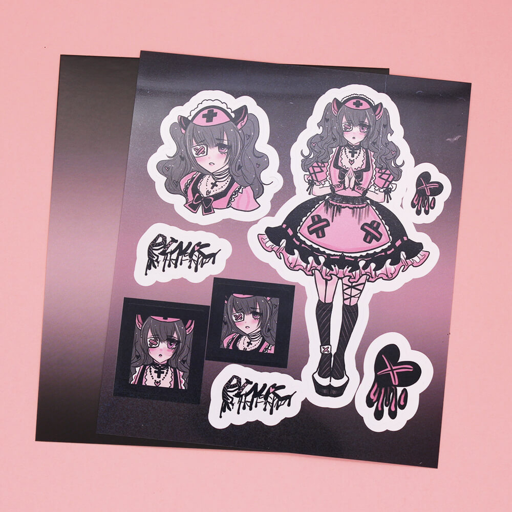 lolita-hurt-nurse-deco-sticker-black-pink-color