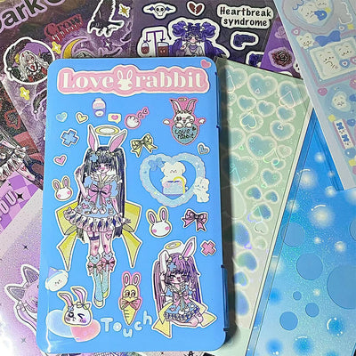 lovely-rabbit-girl-sticker-pink-blue-deco-display