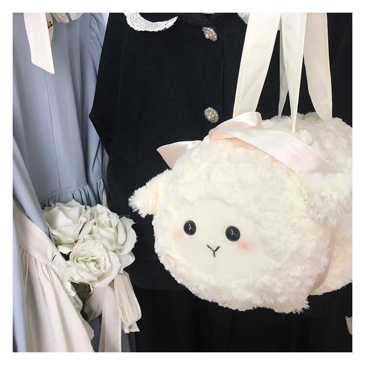 lovely-white-sheep-plush-handbag-with-ribbon