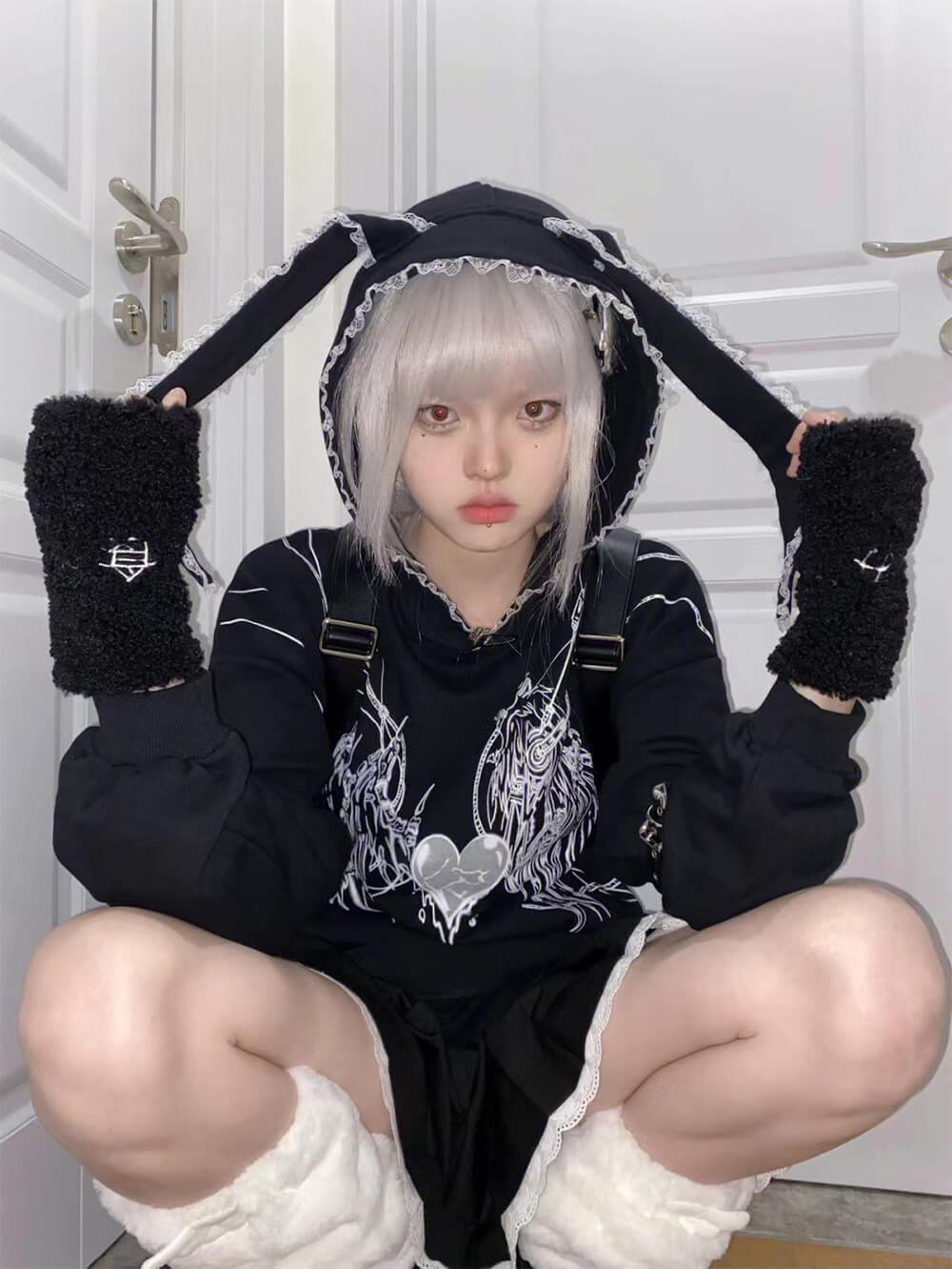 Mutant Mechanical Rabbit Lace Ears Hoodie – KawaiiEnvy