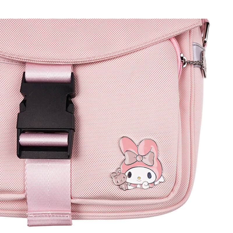 Kuromi Badge Hearts Embroidery Flap Crossbody Bag – KawaiiEnvy