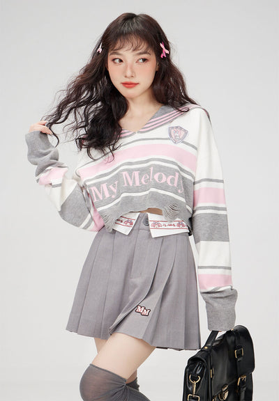 my-melody-jk-outfit-sailor-collar-striped-crop-sweater-and-pleated-skirt
