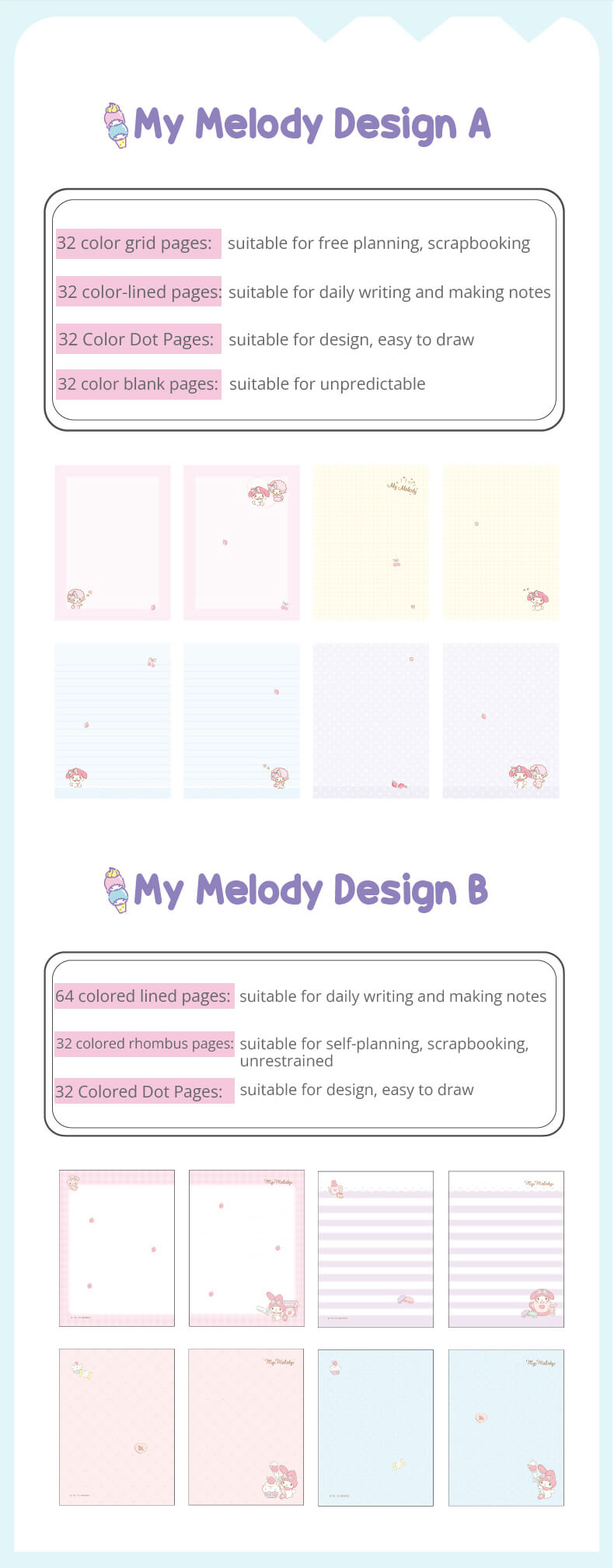 my-melody-squishy-notebook-inner-pages