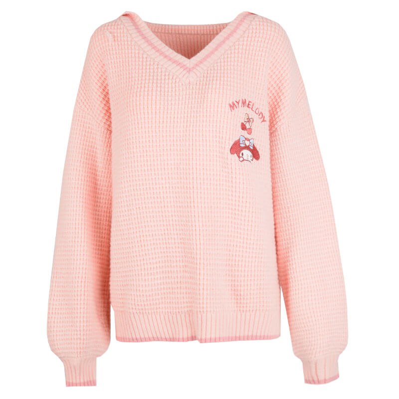 my-melody-v-neck-sailor-collar-cable-knit-cricket-sweater-pullover-in-pink