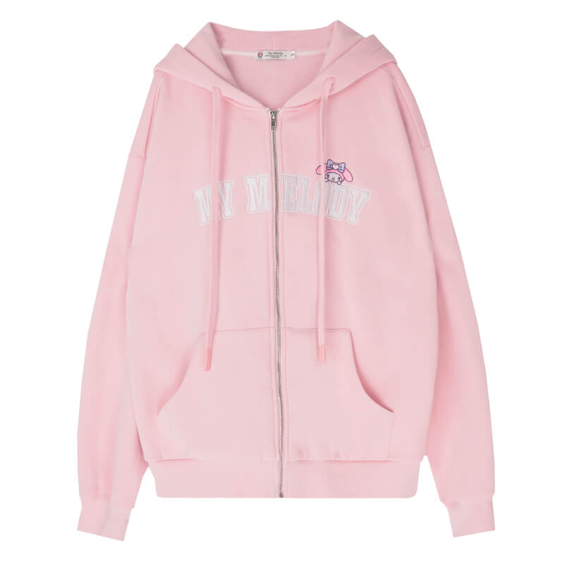 My Melody Full Zip Drawstring Oversized Hoodie – KawaiiEnvy